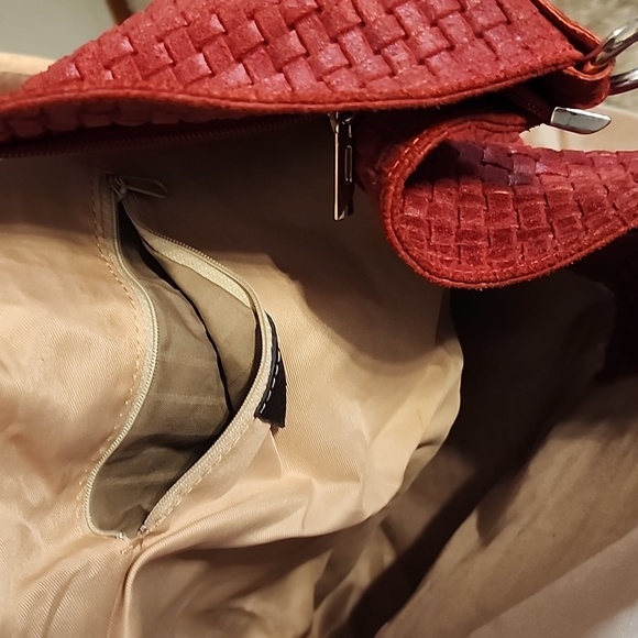 Large Red Genuine Leather Hobo - Picture 5 of 5